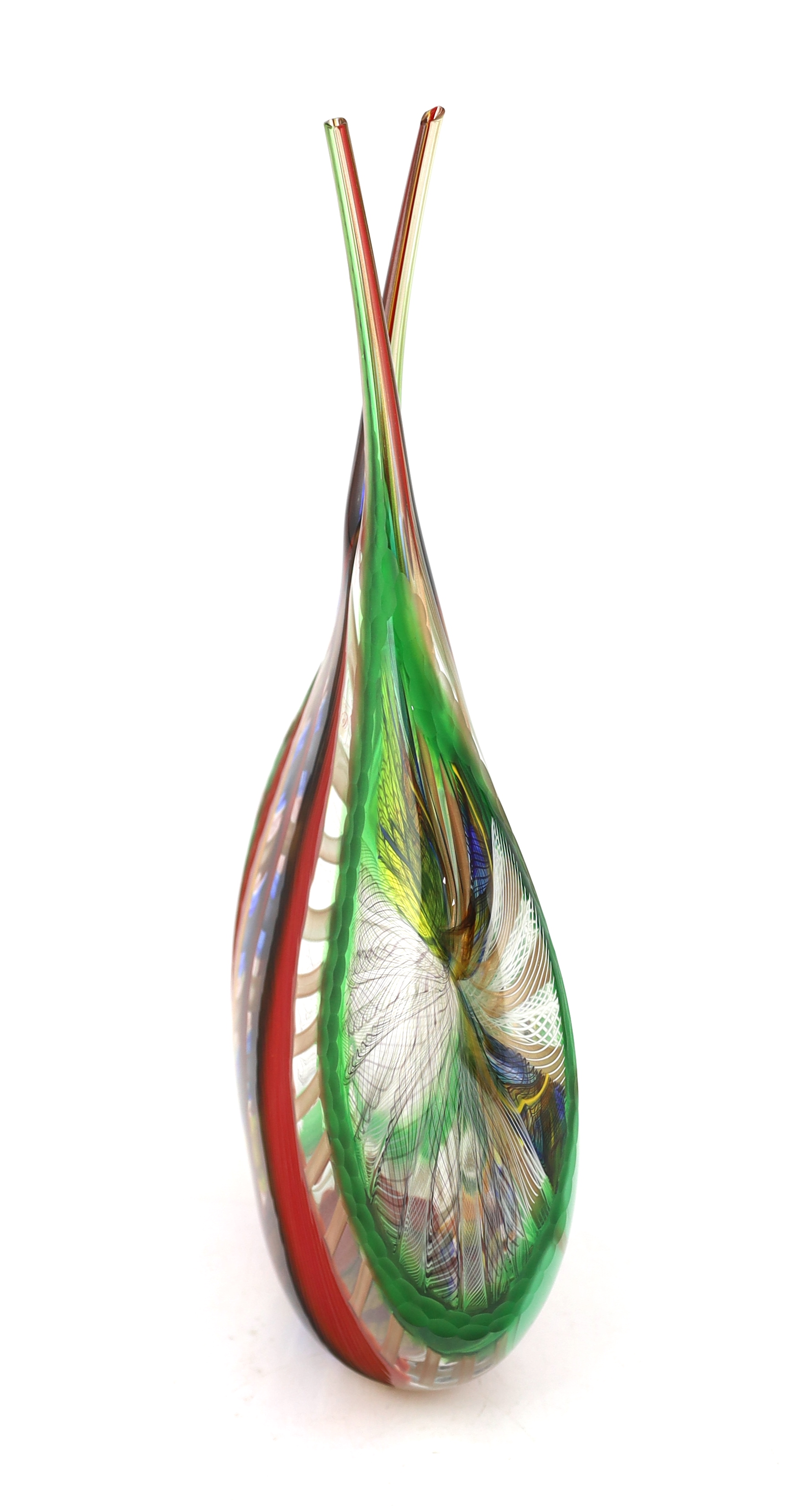 Gianluca Vidal (1976-), a tall Murano glass teardrop shaped vase